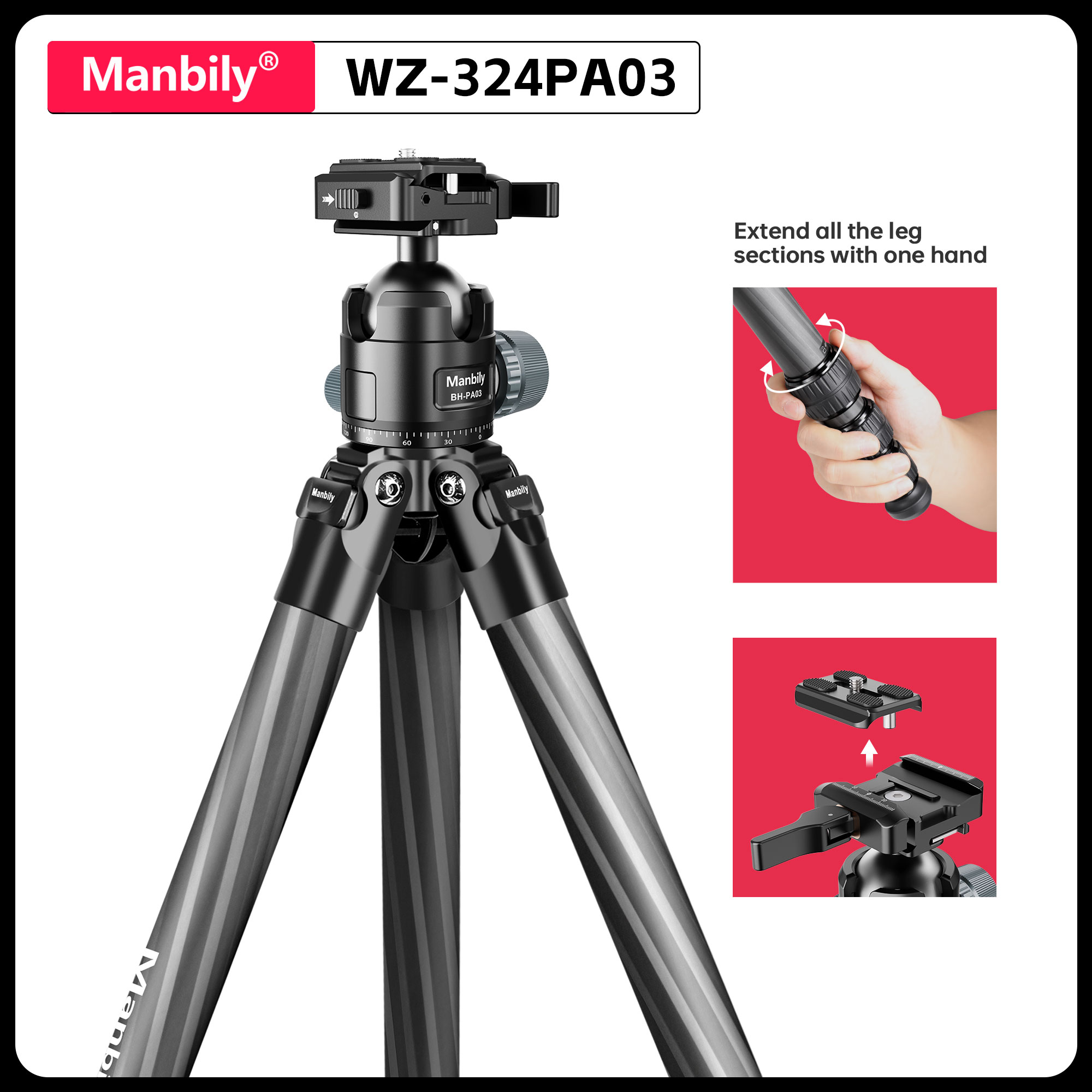 Outdoor Hunting Video Camera - Trípodes de Caza Manbily de Fibra