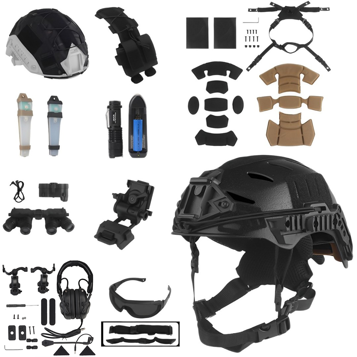 Outdoor Hunting Movies - Conjunto de Casco Táctico con Auriculares