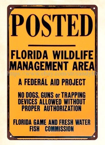 Florida Hunting Fishing & Outdoor Adventures Reviews - Letrero metálico de estaño con la